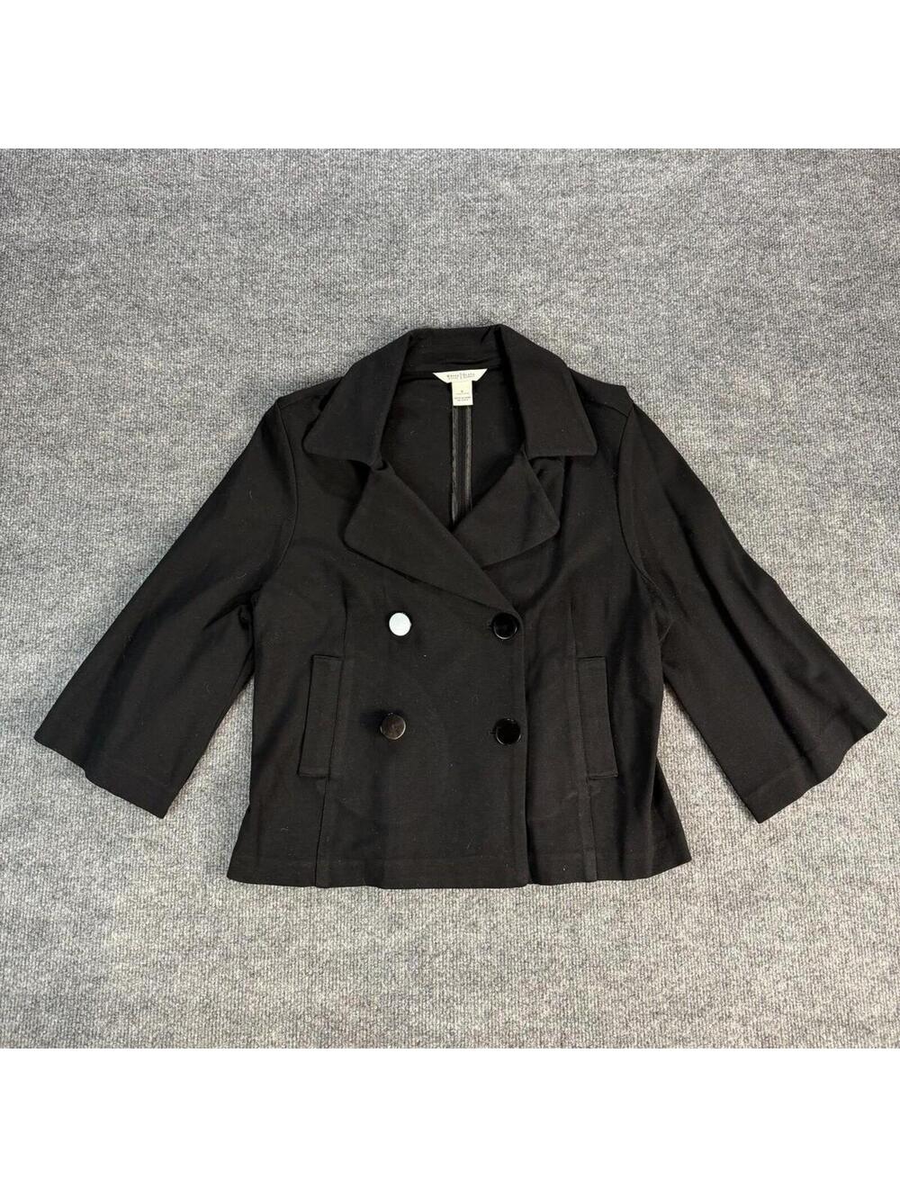 White House Black Market Black Double Breasted‎ Peacoat Jacket Blazer 8 Formal